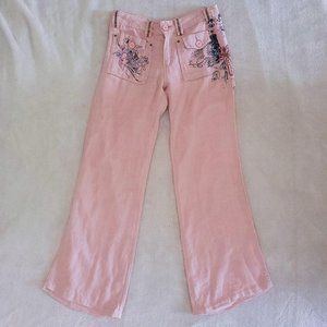 Y2K Love+B low-waisted salmon dusty pink flared wide-leg flowy cotton pants